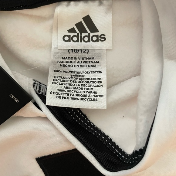 Boys Embroidered Logo Adidas White Hoodie - size M (10-12) - Picture 3 of 3